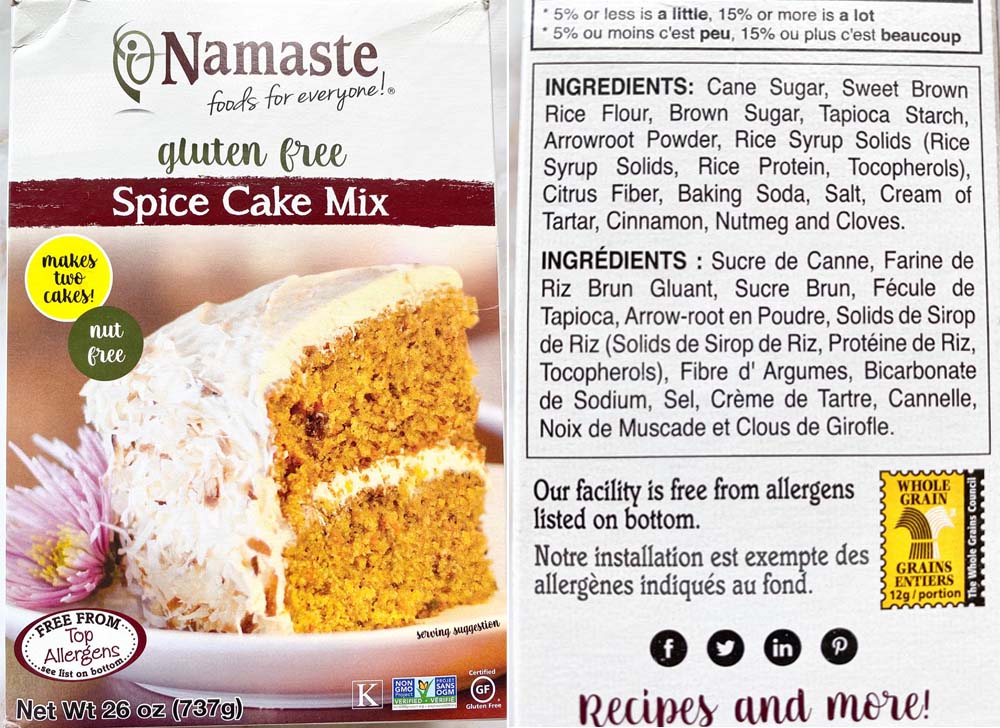 Namaste Foods Gluten-Free Spice Cake Mix